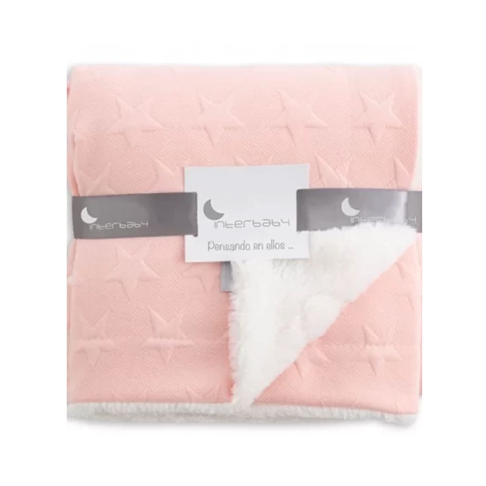 Interbaby - Teddy Baby Blanket with Stars - Pink