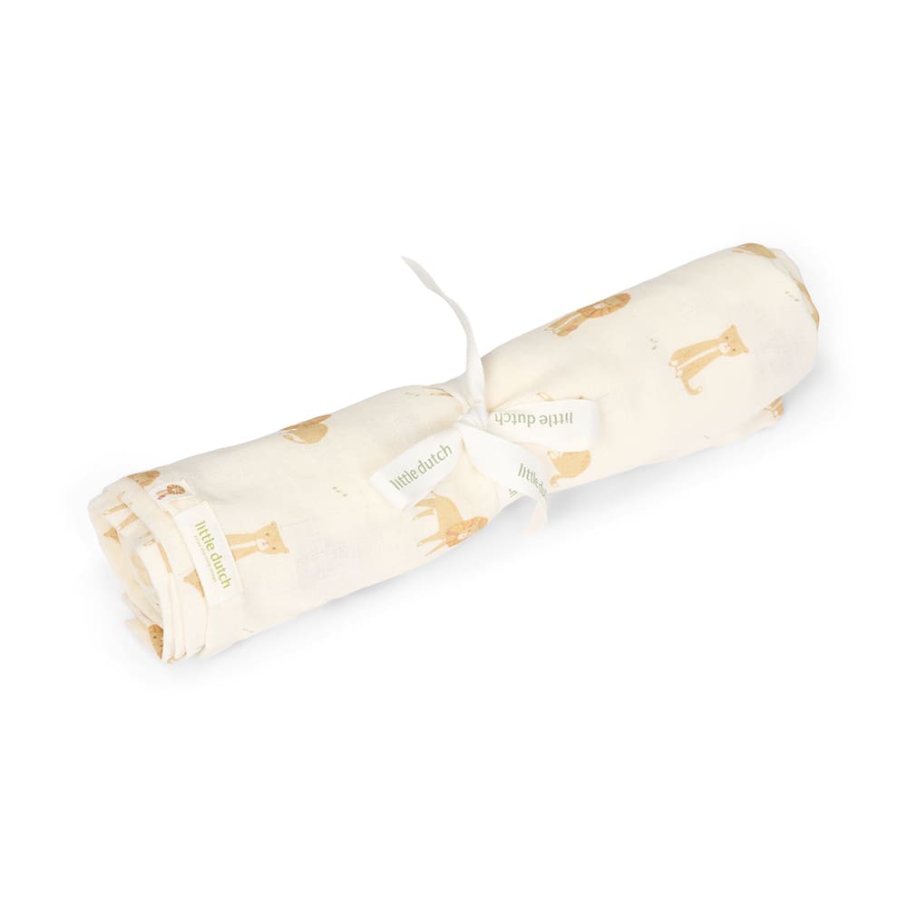 Little Dutch - Muslin Swaddle - Safari Leo - 120 x 120 cm
