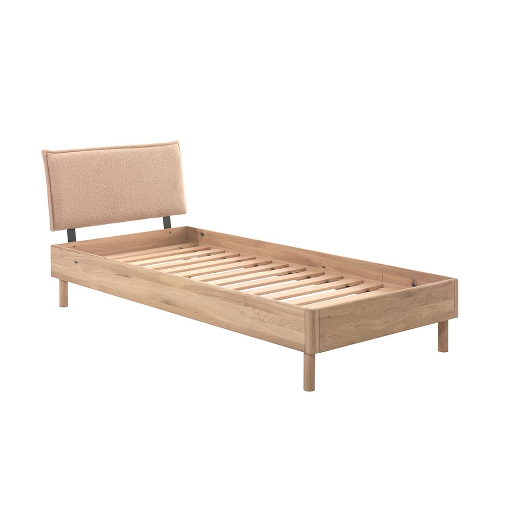Vipack - Forrest - Bed With Bouclé Headboard - Oak - 90 x 200 cm