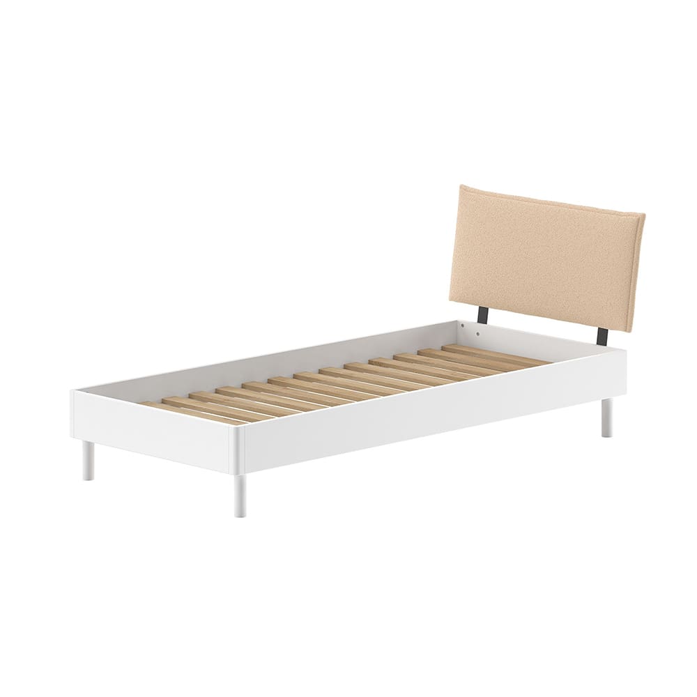 Vipack - Forrest - Bed With Bouclé Headboard - White Beech - 90 x 200 cm