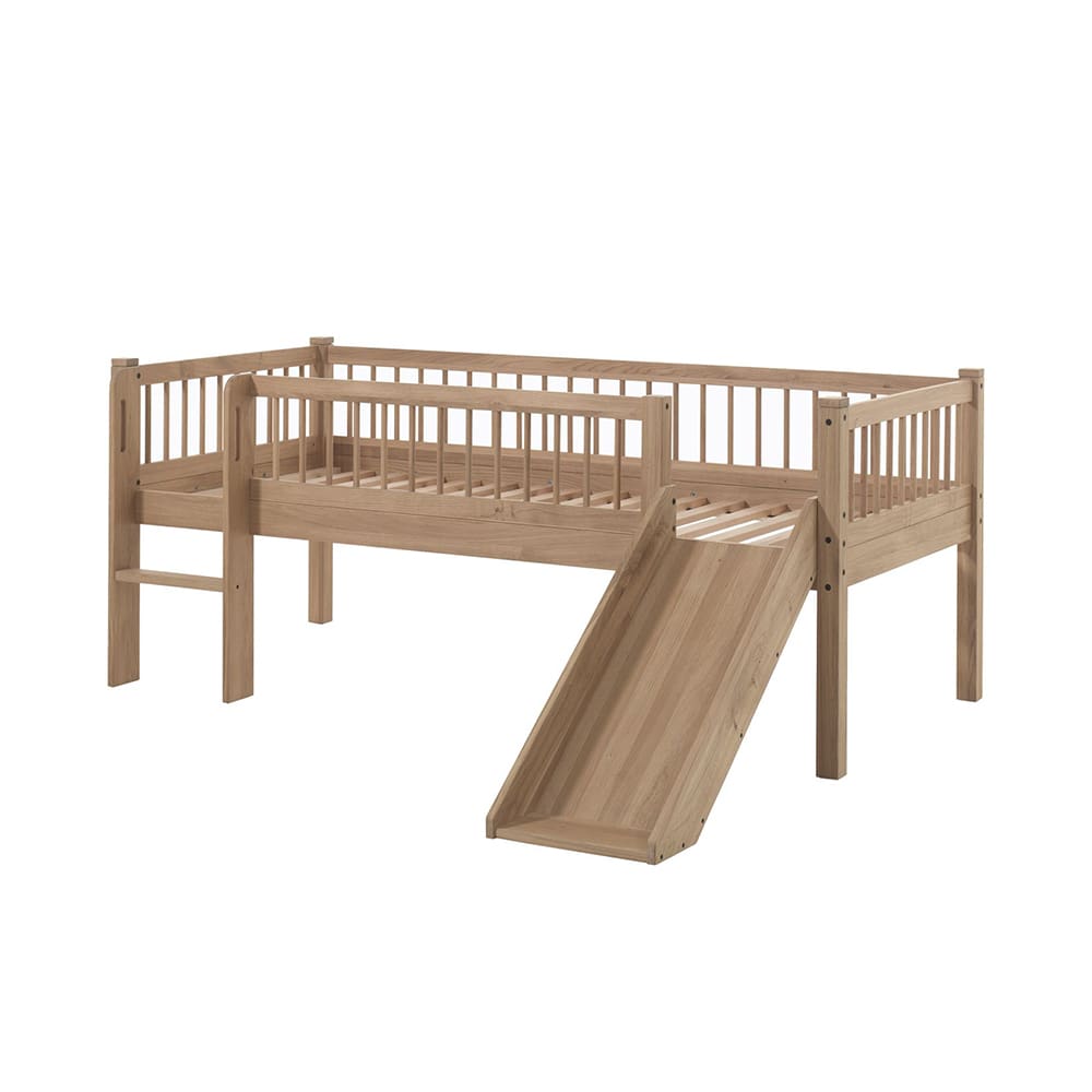Vipack - Forrest - Niedriges Halbhochbett Mit Rutsche - Eiche - 90 x 200 cm