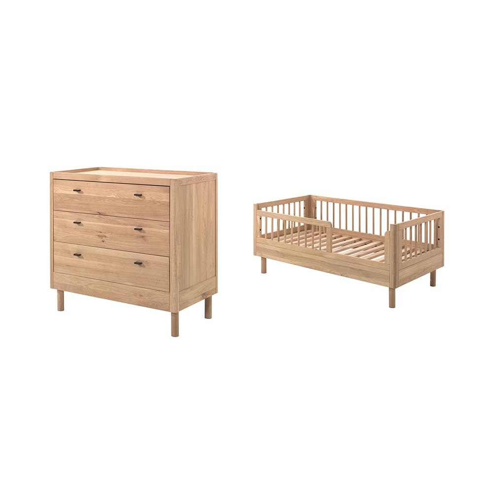 Jaxx - Forrest - 2-Piece Nursery Set - Toddler Bed + 3-Drawer Chest - Oak - 70 x 140 cm