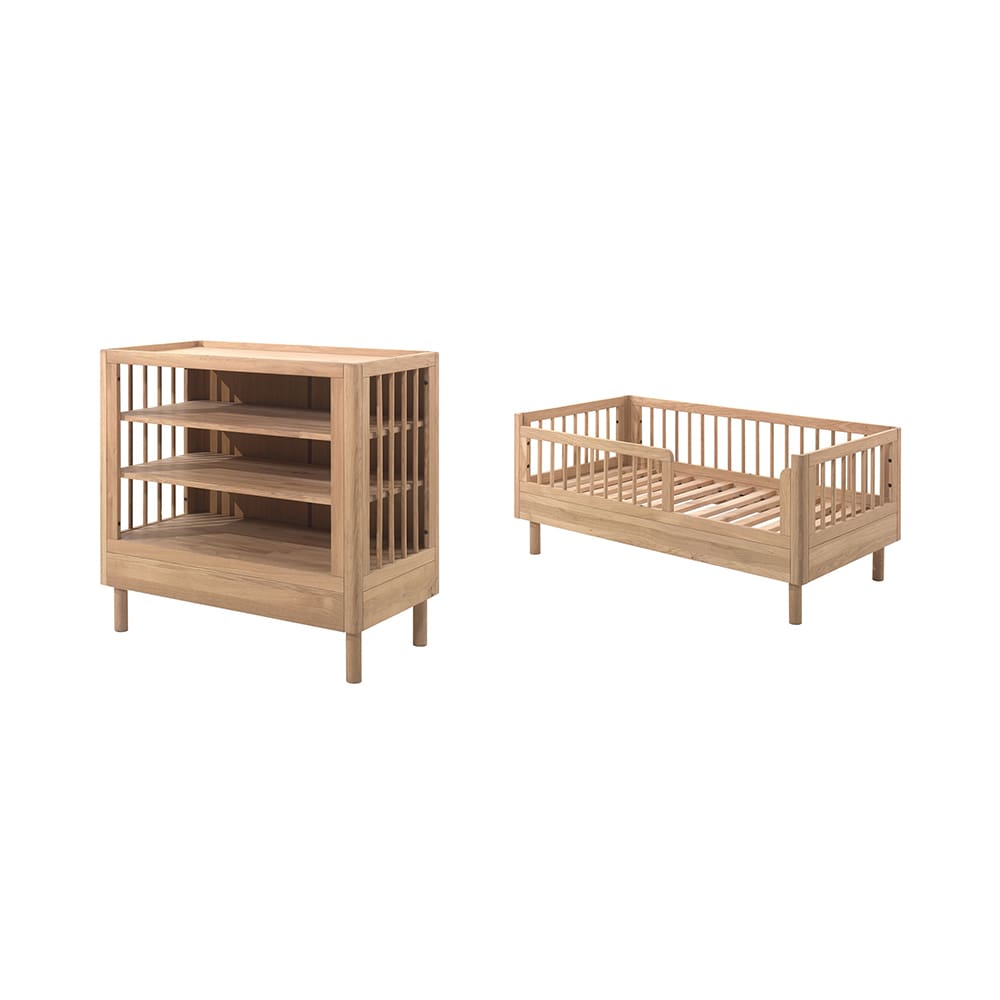 Jaxx - Forrest - 2-Teiliges Babyzimmer-Set - Kleinkindbett + Wickelkommode - Eiche - 70 x 140 cm