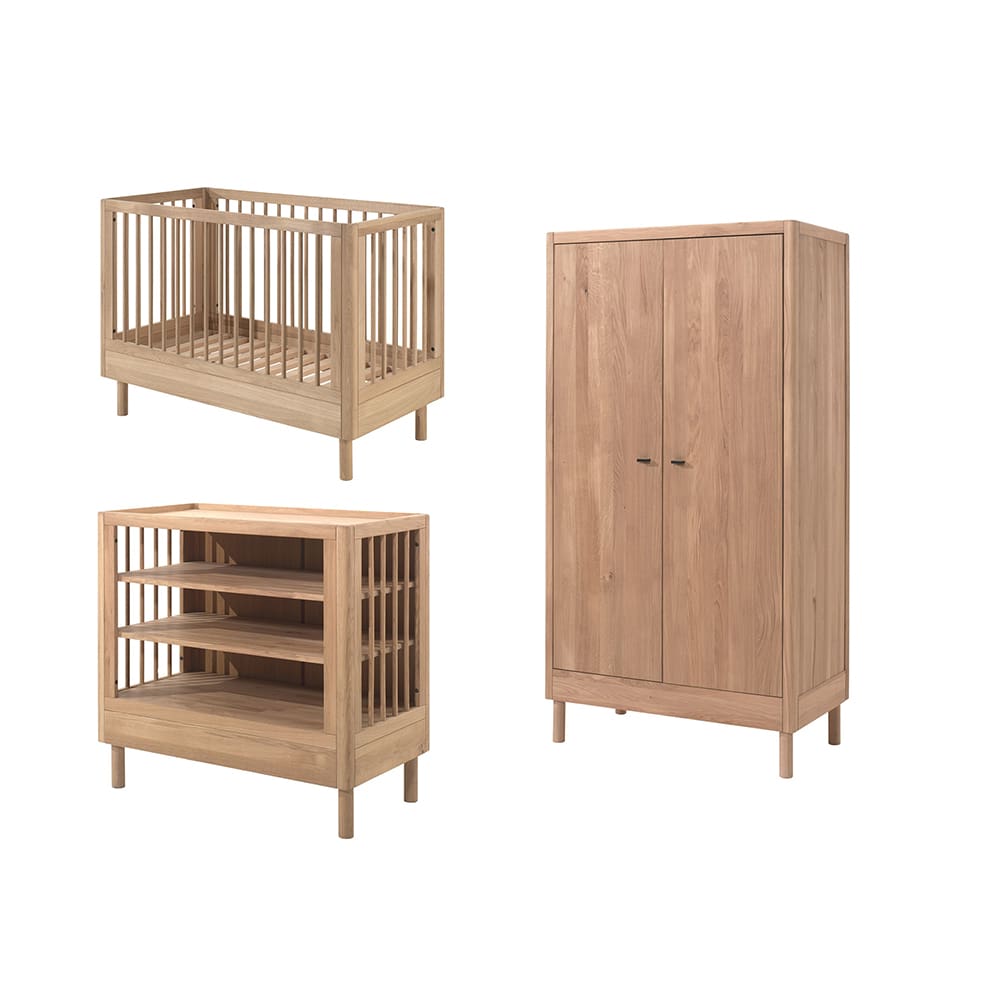 Jaxx - Forrest - 3-Piece Nursery Set - Changing Table + 2-Door Wardrobe - Oak - 60 x 120 cm