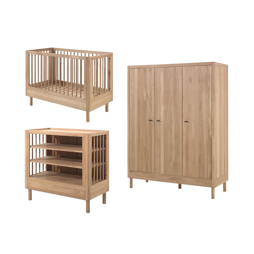 Jaxx - Forrest - 3-Piece Nursery Set - Changing Table + 3-Door Wardrobe - Oak - 60 x 120 cm