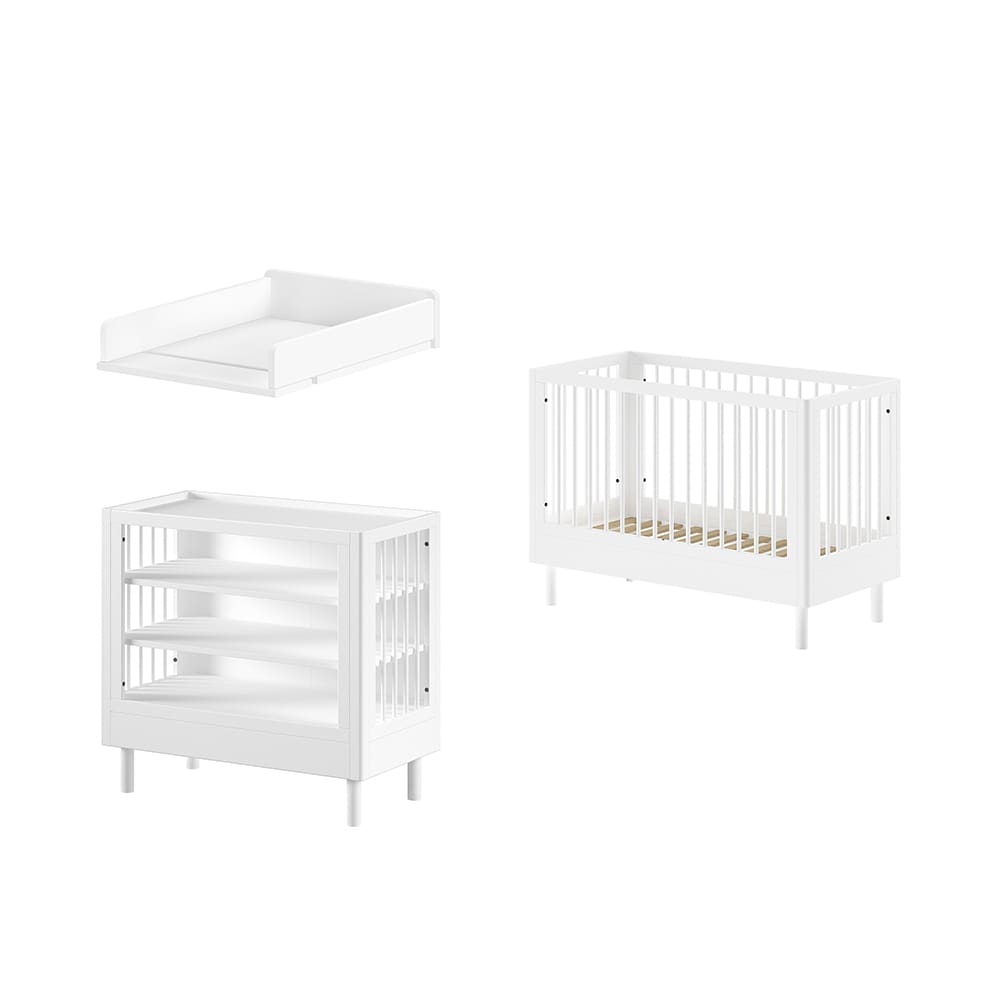 Jaxx - Forrest - 3-Piece Nursery Set - Changing Table + Changing Top - White Beech - 60 x 120 cm
