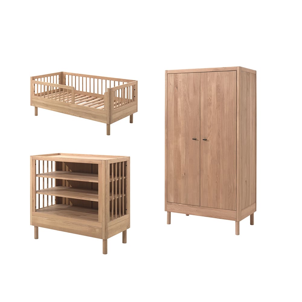 Jaxx - Forrest - 3-Piece Nursery Set - Toddler Bed + Changing Table - Oak - 70 x 140 cm
