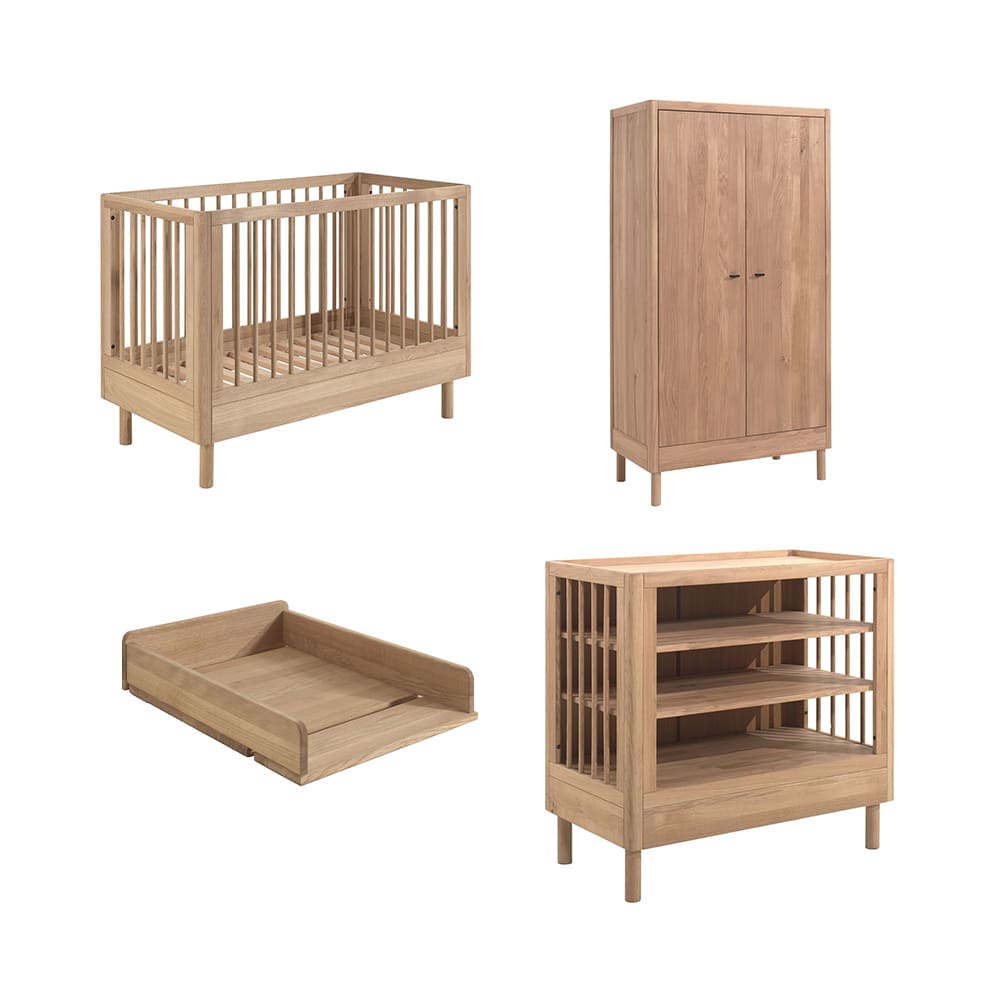 Jaxx - Forrest - 4-Piece Nursery Set - Changing Table + 2-Door Wardrobe - Oak - 60 x 120 cm