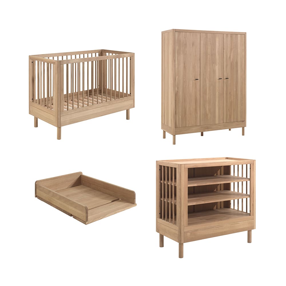 Jaxx - Forrest - 4-Piece Nursery Set - Changing Table + 3-Door Wardrobe - Oak - 60 x 120 cm