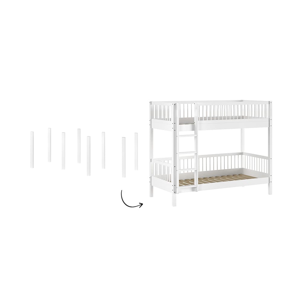Vipack - Forrest - 2-Piece Bed Set - Bunk Bed + Leg Kit - White Beech - 90 x 200 cm