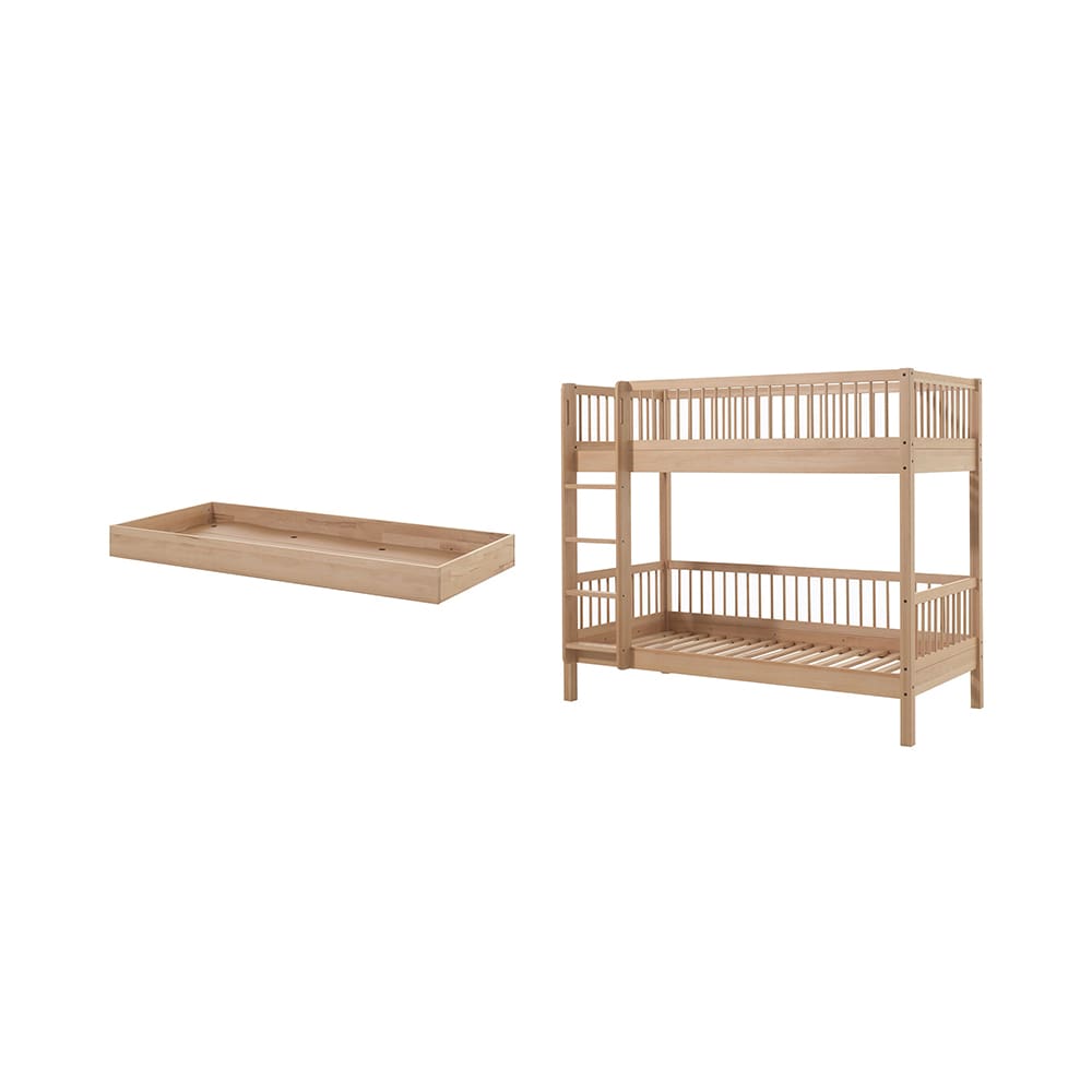 Vipack - Forrest - 2-Piece Bed Set - Bunk Bed + Trundle Drawer - Natural Beech - 90 x 200 cm