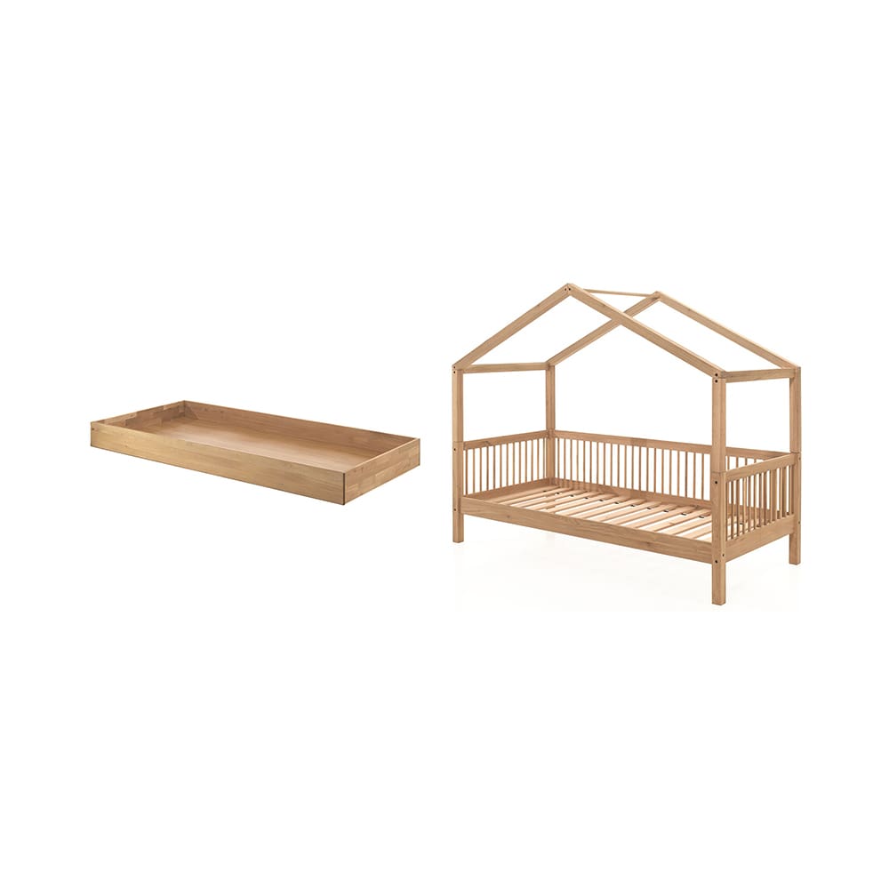 Vipack - Forrest - 2-Piece Bed Set - House Bed + Trundle Drawer - Oak - 90 x 200 cm