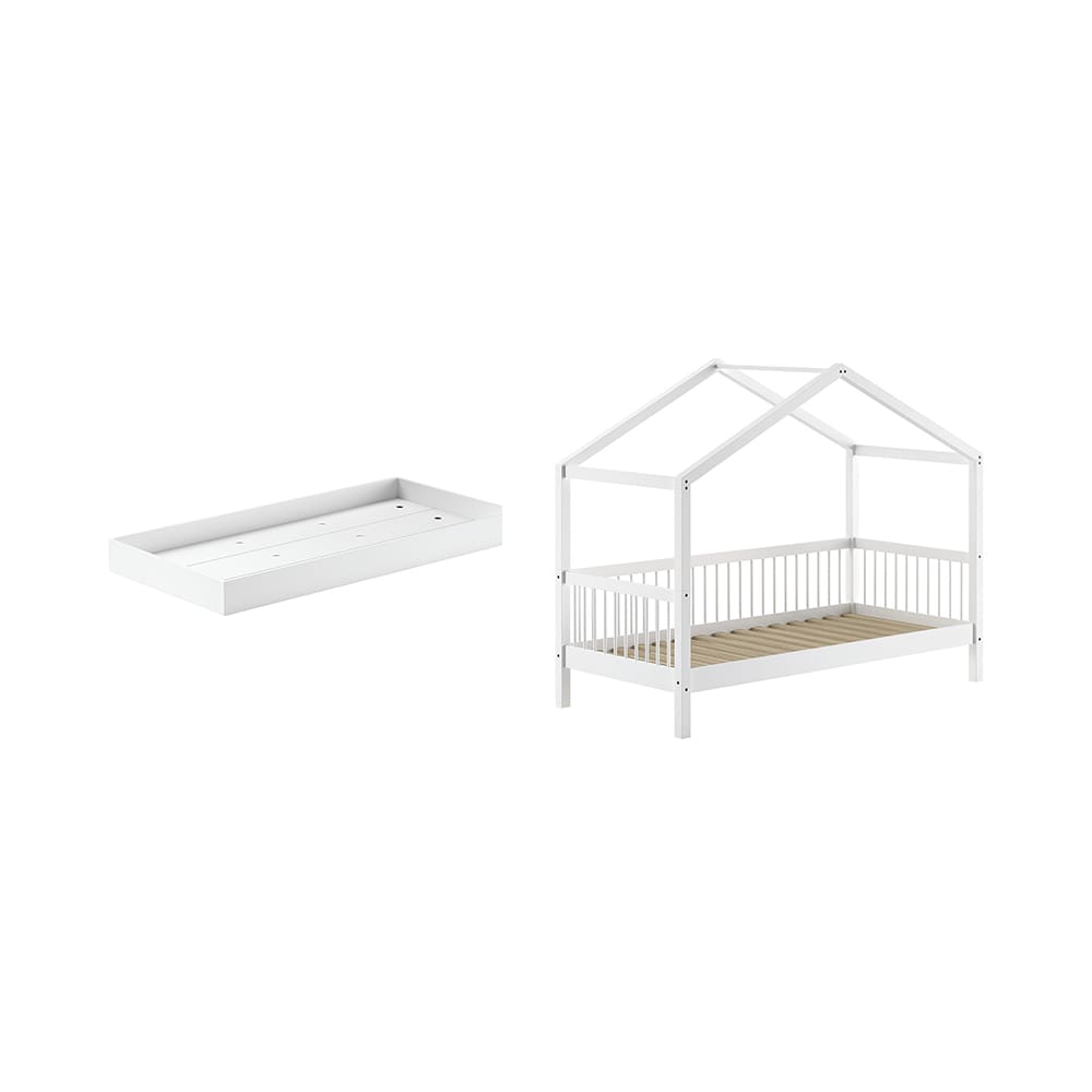 Vipack - Forrest - 2-Piece Bed Set - House Bed + Trundle Drawer - White Beech - 90 x 200 cm