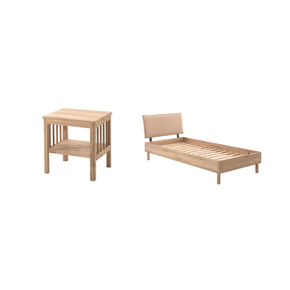 Vipack - Forrest - 2-Piece Bedroom Set - Bouclé Bed - Oak - 90 x 200 cm