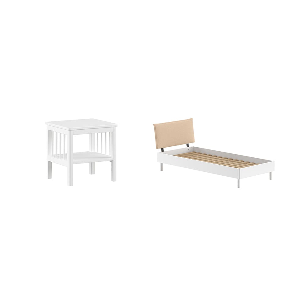 Vipack - Forrest - 2-Piece Bedroom Set - Bouclé Bed - White Beech - 90 x 200 cm