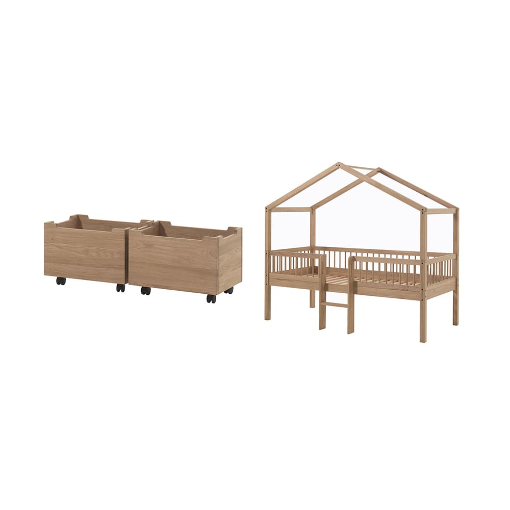 Vipack - Forrest - 2-Piece Bedroom Set - House Bed With Ladder - Oak - 90 x 200 cm