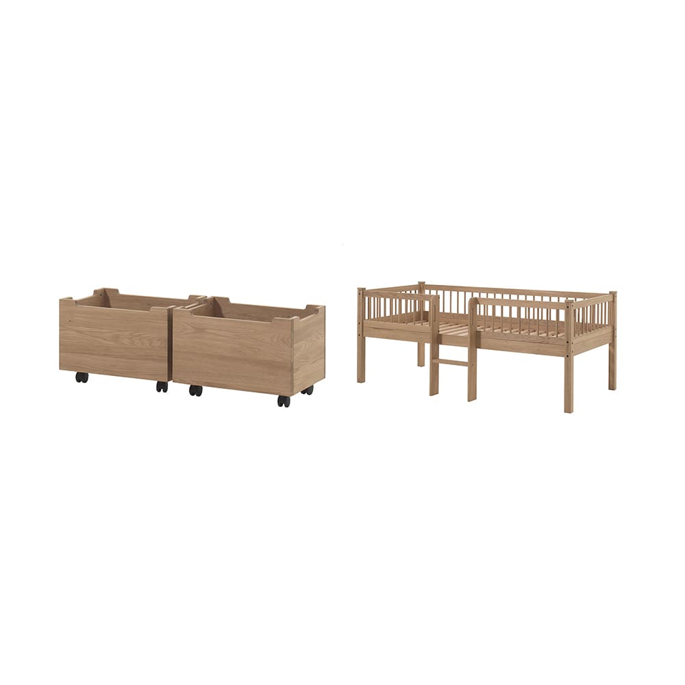 Vipack - Forrest - 2-Teiliges Schlafzimmer-Set - Niedriges Halbhochbett Mit Leiter - Eiche - 90 x 200 cm