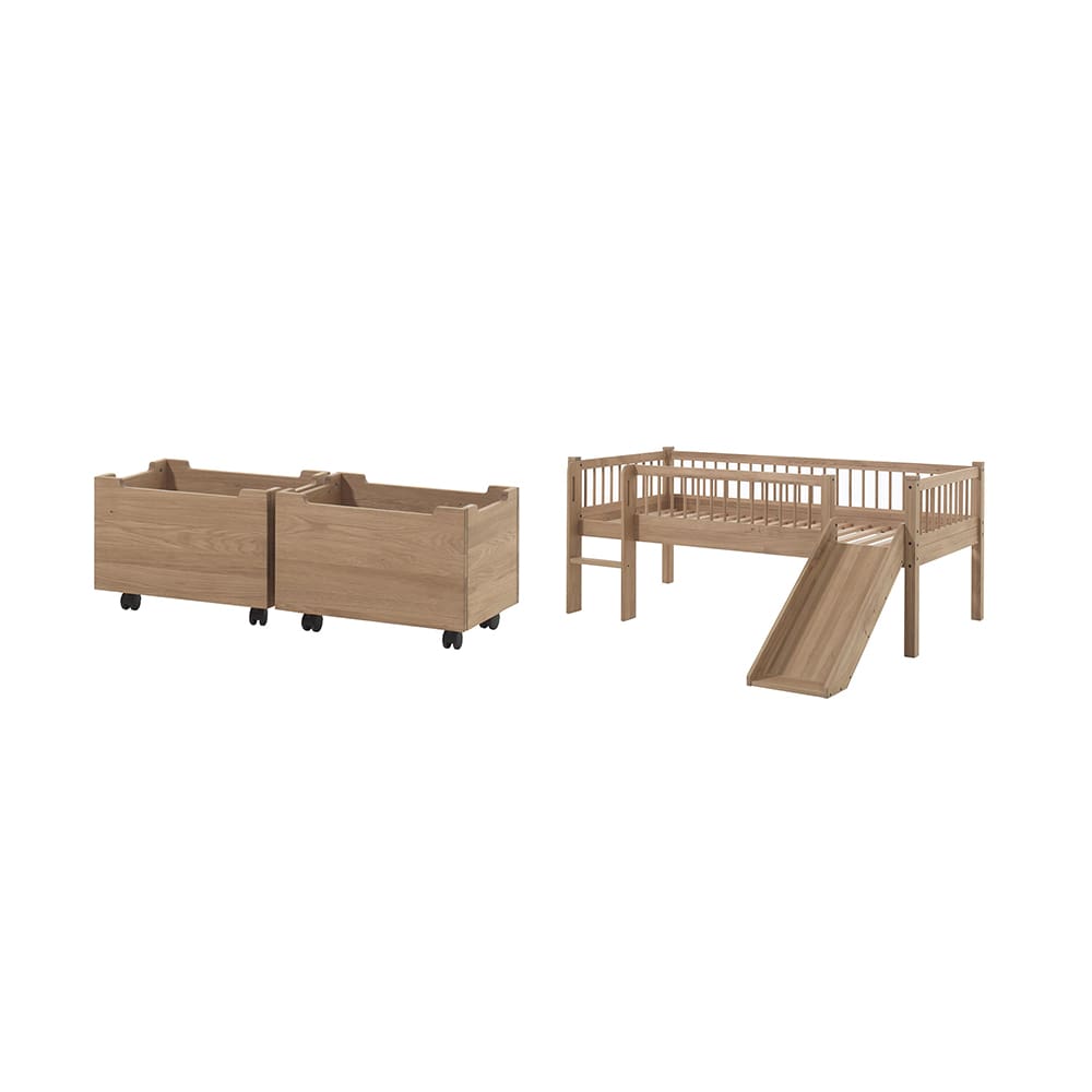 Vipack - Forrest - 2-Piece Bedroom Set - Low Mid Sleeper With Slide - Oak - 90 x 200 cm