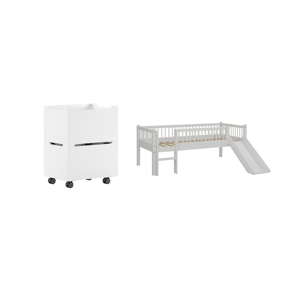 Vipack - Forrest - 2-Piece Bedroom Set - Low Mid Sleeper With Slide - White Beech - 90 x 200 cm