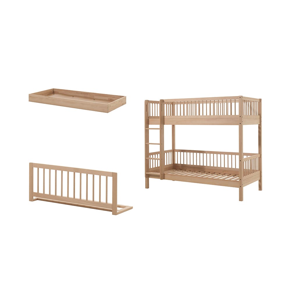 Vipack - Forrest - 3-Piece Bed Set - Bunk Bed - Natural Beech - 90 x 200 cm