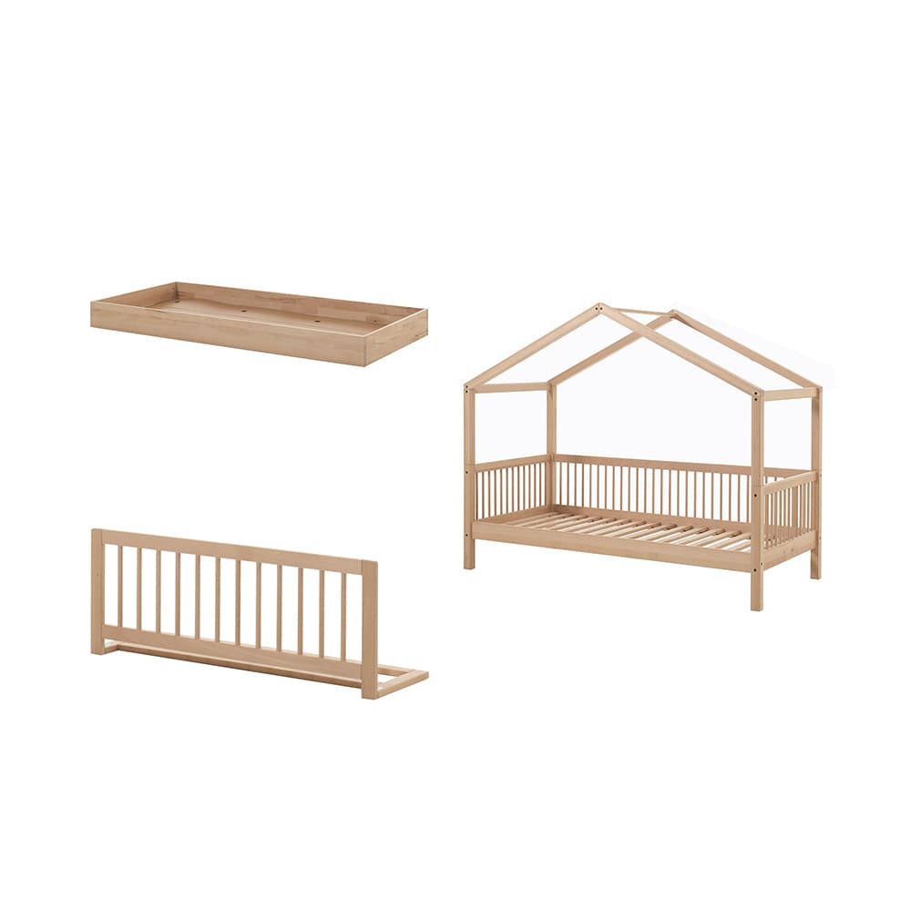 Vipack - Forrest - 3-Teiliges Bett-Set - Hausbett - Naturbuche - 90 x 200 cm