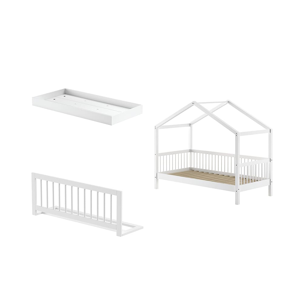 Vipack - Forrest - 3-Piece Bed Set - House Bed - White Beech - 90 x 200 cm
