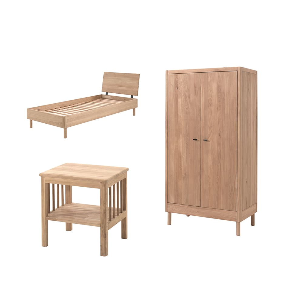 Vipack - Forrest - 3-Piece Bedroom Set - 2-Door Wardrobe - Oak - 90 x 200 cm