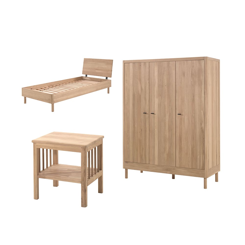 Vipack - Forrest - 3-Piece Bedroom Set - 3-Door Wardrobe - Oak - 90 x 200 cm