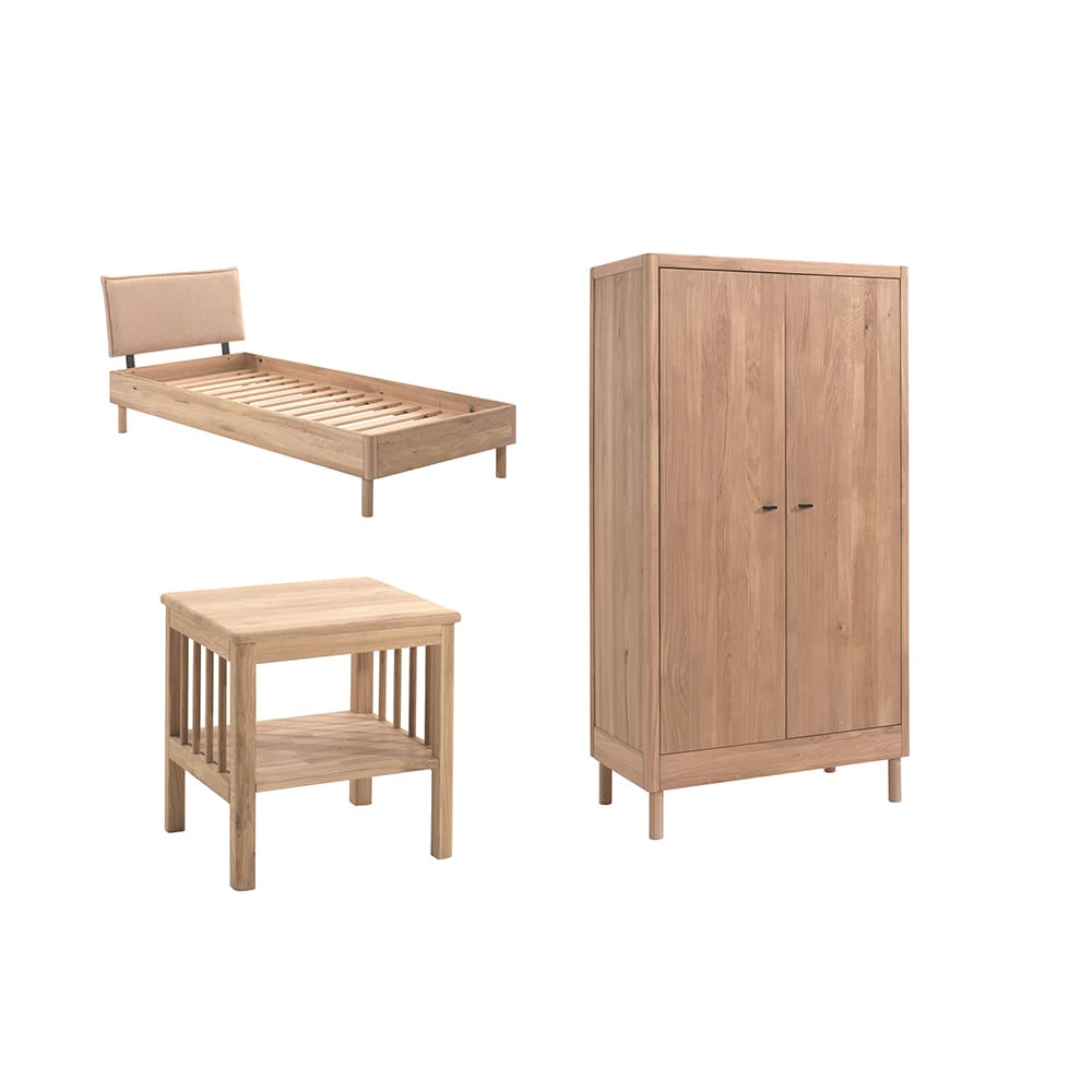 Vipack - Forrest - 3-Delige Slaapkamerset - Bouclébed + 2-Deurs Kleerkast - Eik - 90 x 200 cm