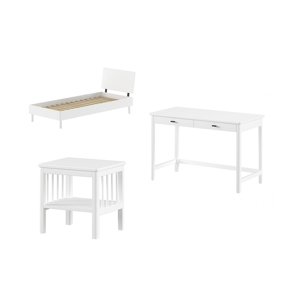 Vipack - Forrest - 3-Piece Bedroom Set - Desk - White Beech - 90 x 200 cm