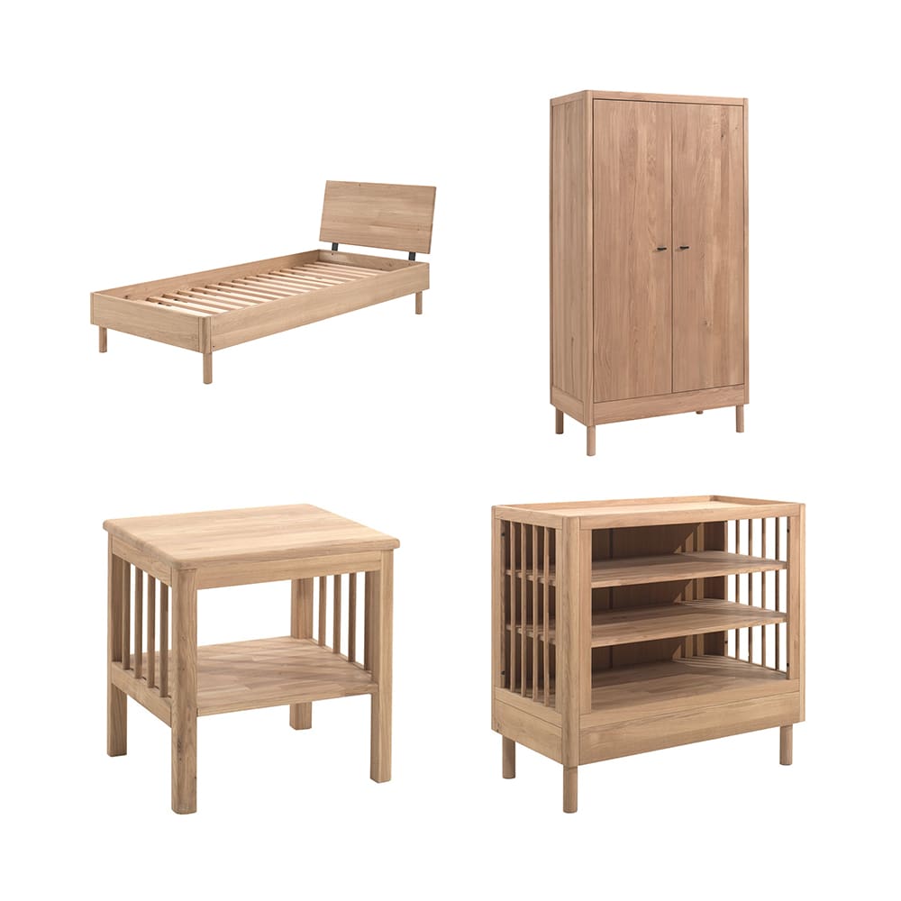 Vipack - Forrest - 4-Piece Bedroom Set - 2-Door Wardrobe + Changing Table - Oak - 90 x 200 cm