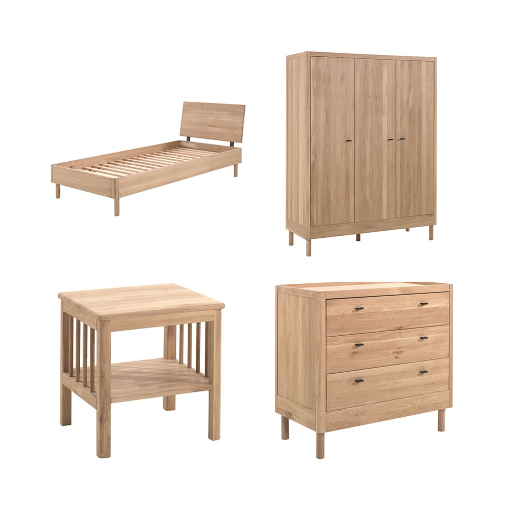 Vipack - Forrest - 4-Piece Bedroom Set - 3-Door Wardrobe + 3-Drawer Chest - Oak - 90 x 200 cm