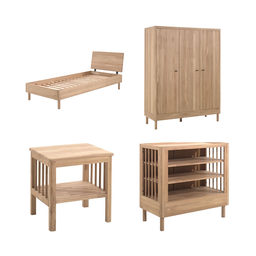 Vipack - Forrest - 4-Piece Bedroom Set - 3-Door Wardrobe + Changing Table - Oak - 90 x 200 cm