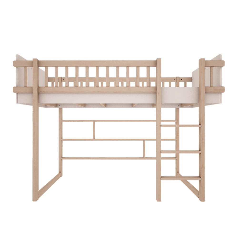 Wood Luck Design - Low Loft Bed - Basic - White - 90 × 200 cm