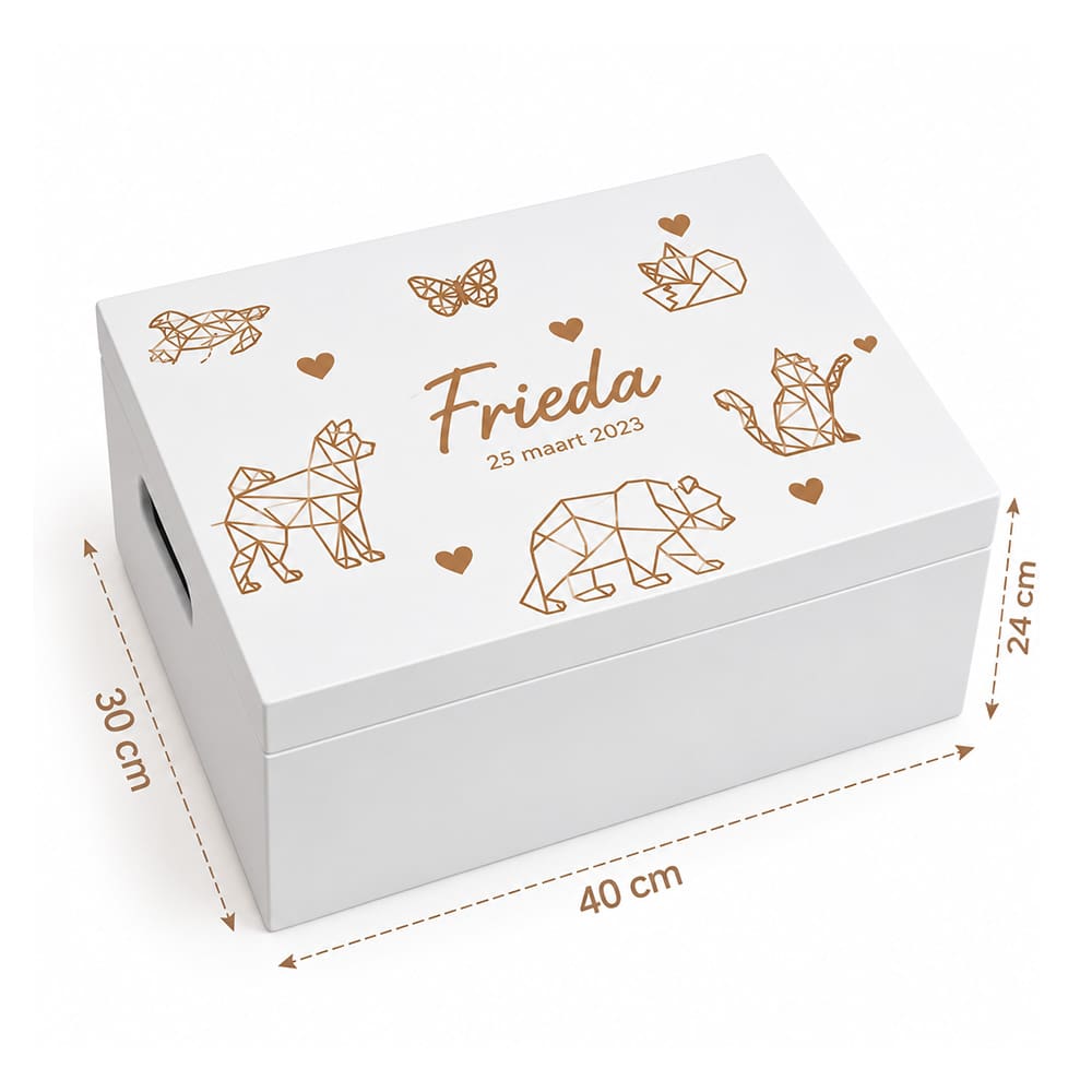 Akomo Studio – Personalised Wooden Memory Box | Birth & Remembrance - White