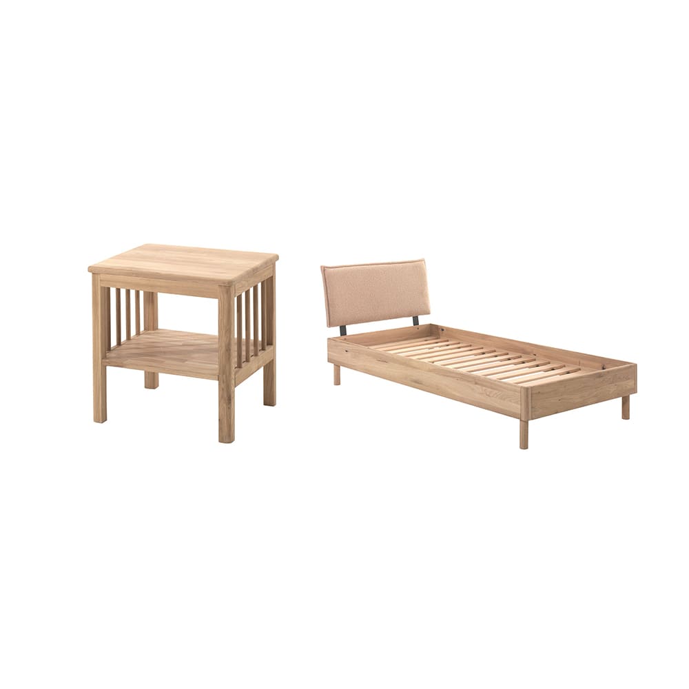Vipack - Forrest - 2-Teiliges Schlafzimmer-Set - Bouclé-Bett - Eiche - 90 x 200 cm