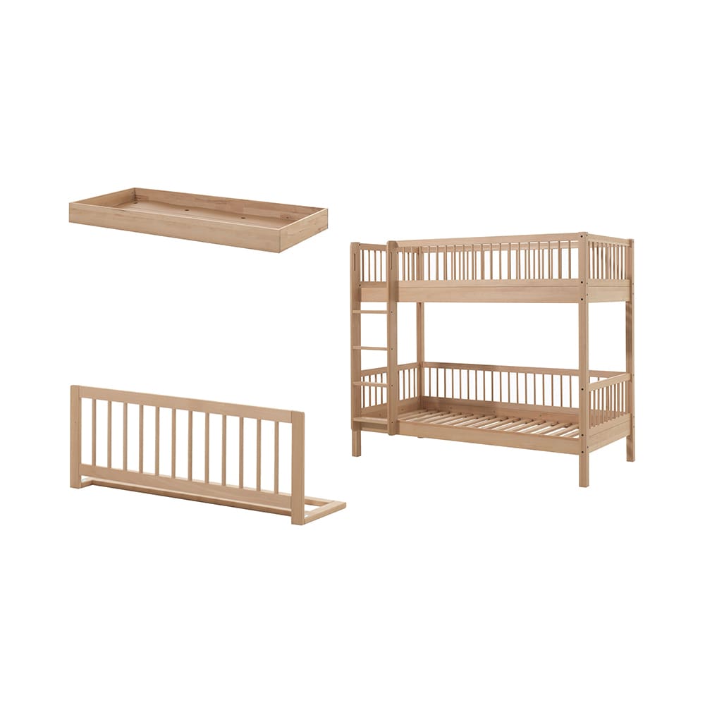 Vipack - Forrest - 3-Delige Bedset - Stapelbed - Natuurlijke Beuk - 90 x 200 cm