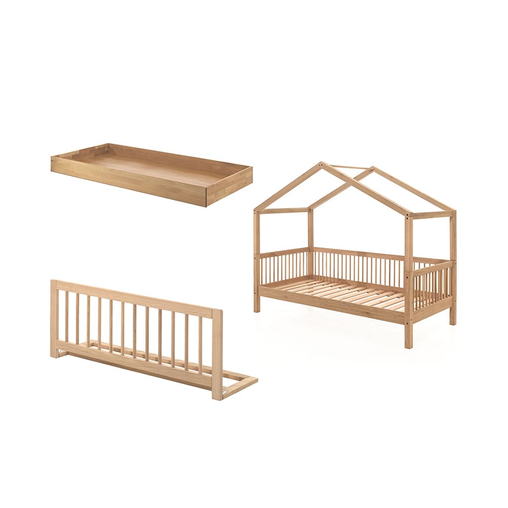 Vipack - Forrest - 3-Delige Bedset - Huisbed - Eik - 90 x 200 cm