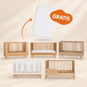 Oktober Woonmaand promo gratis matras bij Quax babybed zonder logo
